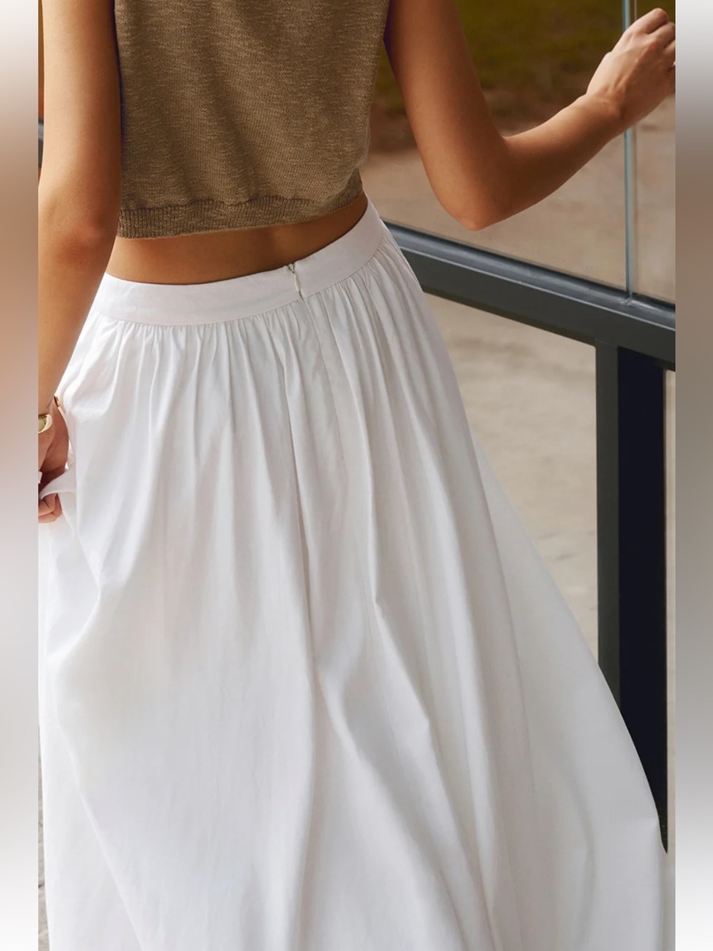 Commense Cotton Pleated Maxi Skirt - Picture 4 of 6